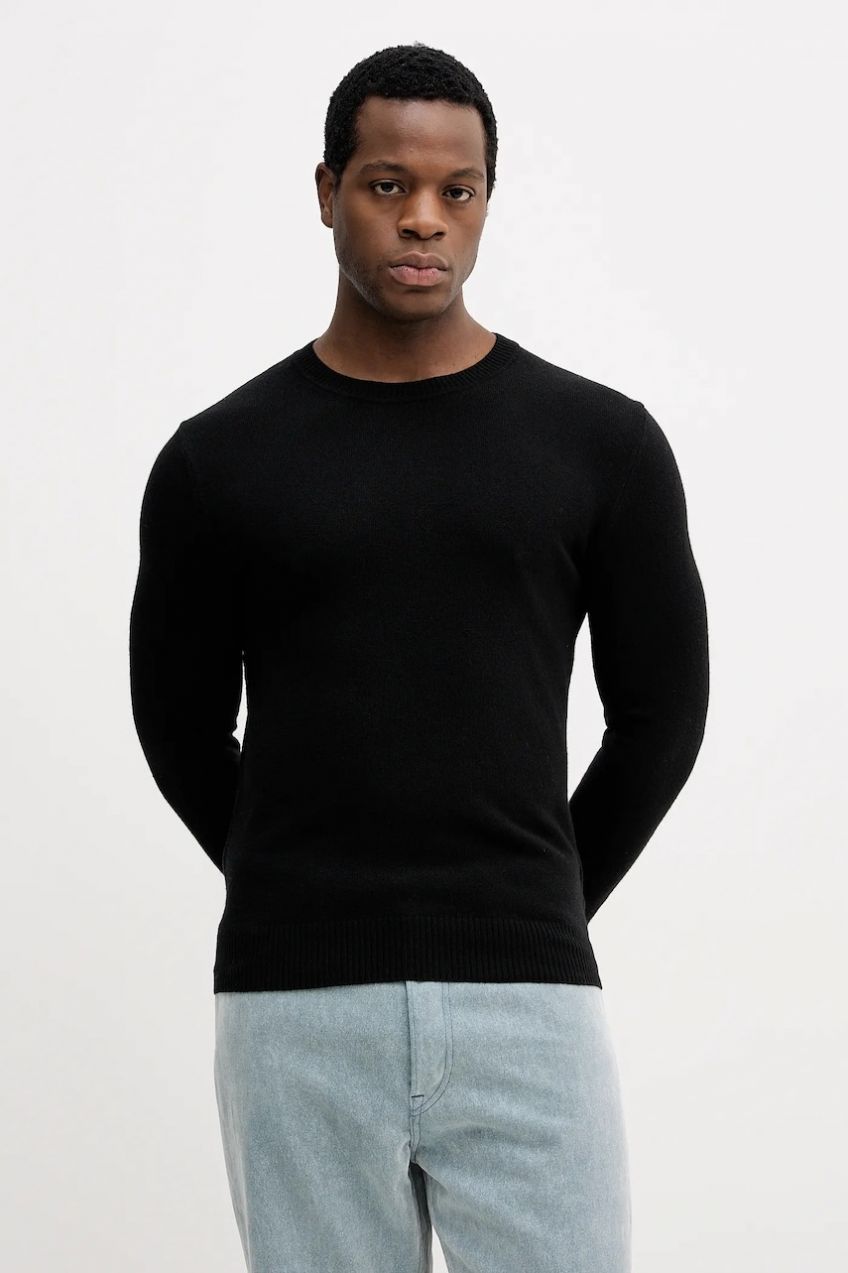 Sveter s prímesou vlny Sisley šedá farba, ľahký, 102HS1B17