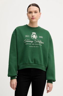 Mikina Tommy Hilfiger zelená farba, WW0WW46128