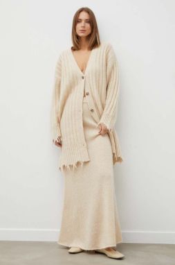 Vlnený kardigán Herskind béžová farba, tenký