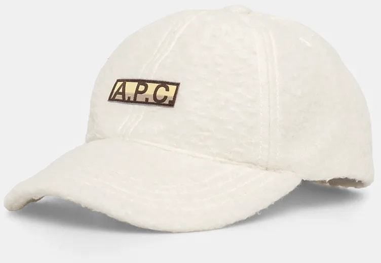 Šiltovka s prímesou vlny A.P.C. casquette charlie polaire biela farba, s nášivkou, PSAKA.M24146