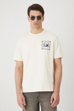 Bavlnené tričko Medicine pánske, béžová farba, s potlačou