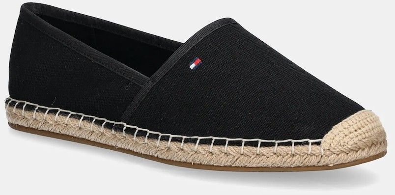 Espadrilky Tommy Hilfiger FLAG CANVAS ESPADRILLE čierna farba, FW0FW08541