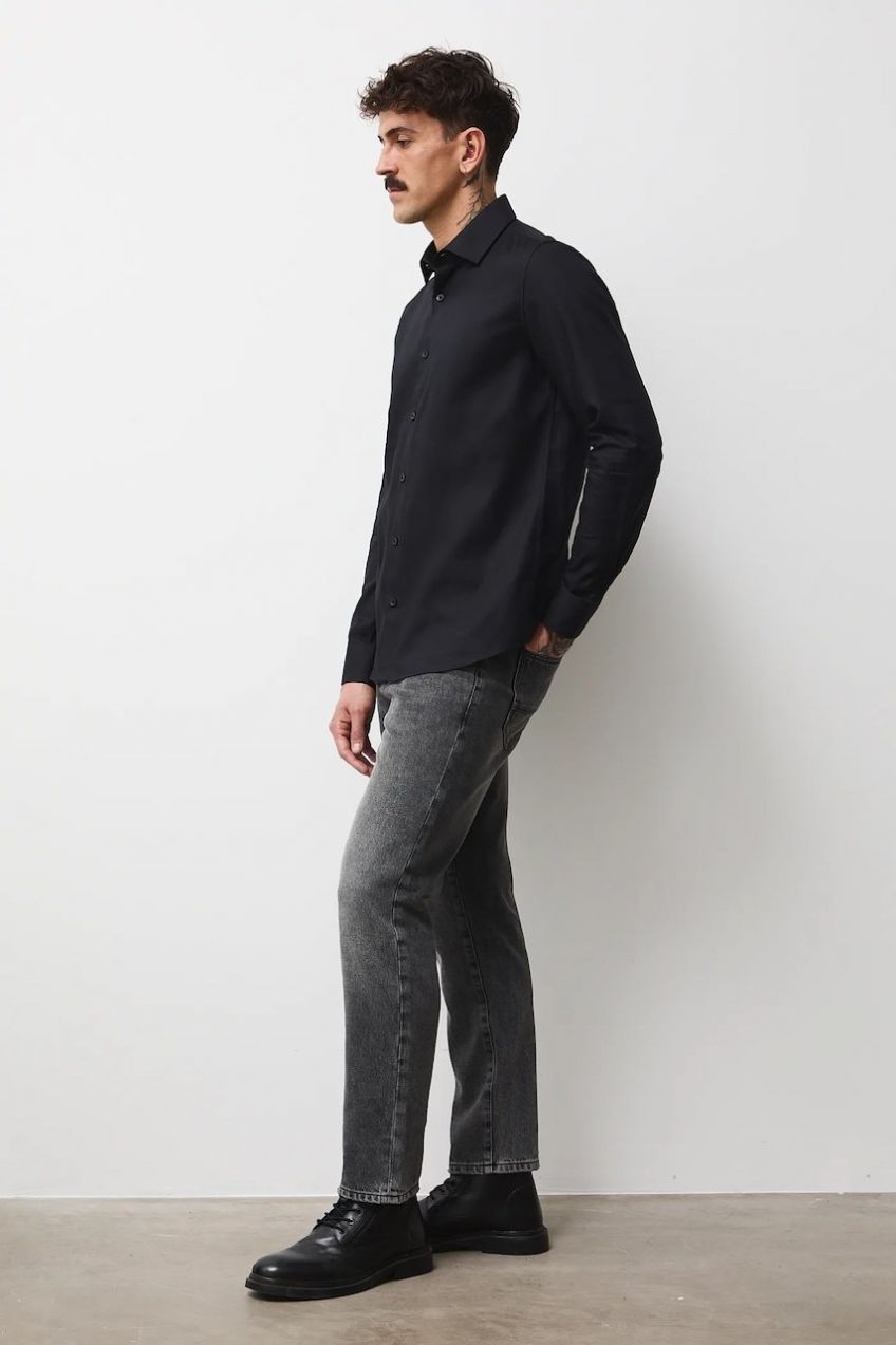 Košeľa Medicine čierna farba, slim, s klasickým golierom