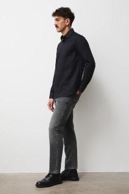 Košeľa Medicine čierna farba, slim, s klasickým golierom