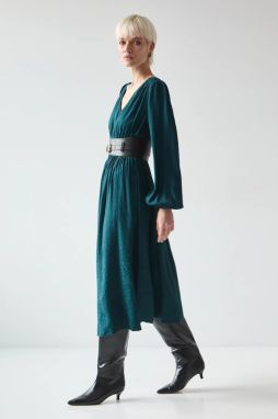 Šaty Medicine zelená farba, midi, áčkový strih