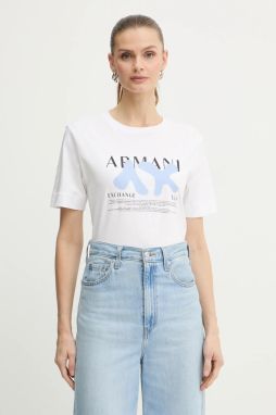 Bavlnené tričko Armani Exchange dámske, biela farba, XW001348 AF17172