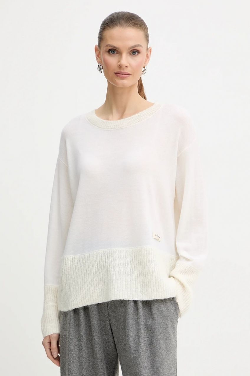 Vlnený sveter Armani Exchange béžová farba, ľahký, XW000772 AF16602