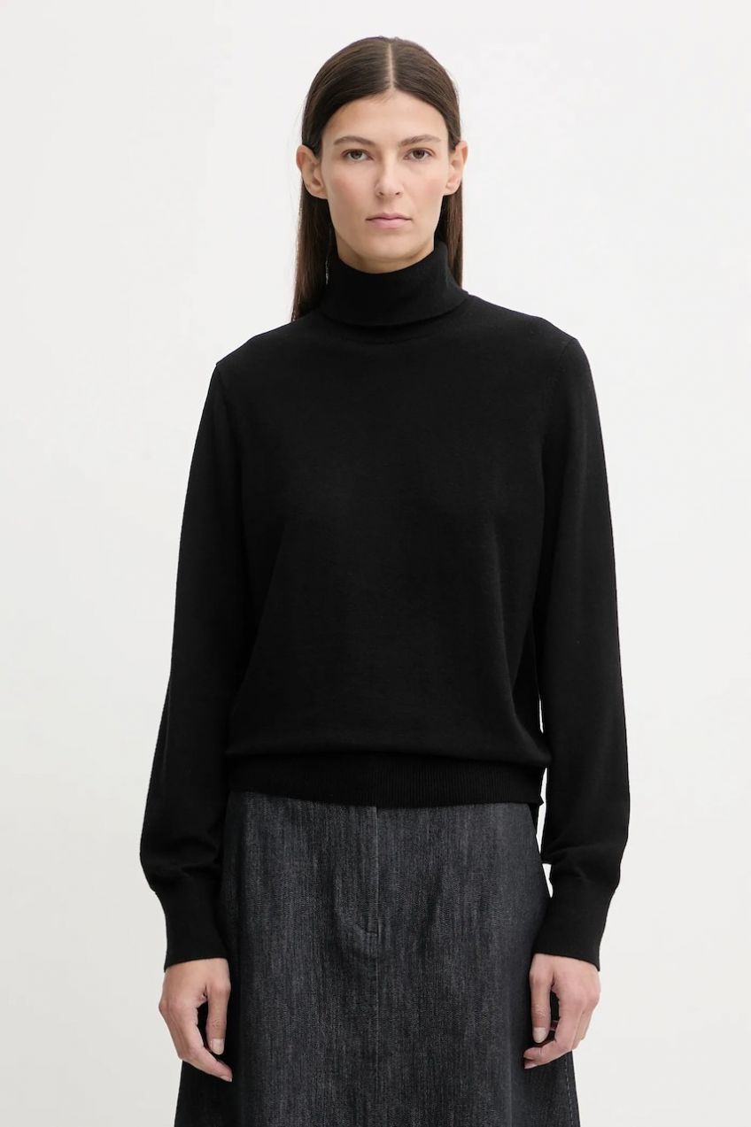 Sveter Marc O'Polo čierna farba, ľahký, s rolákom, 5000007462