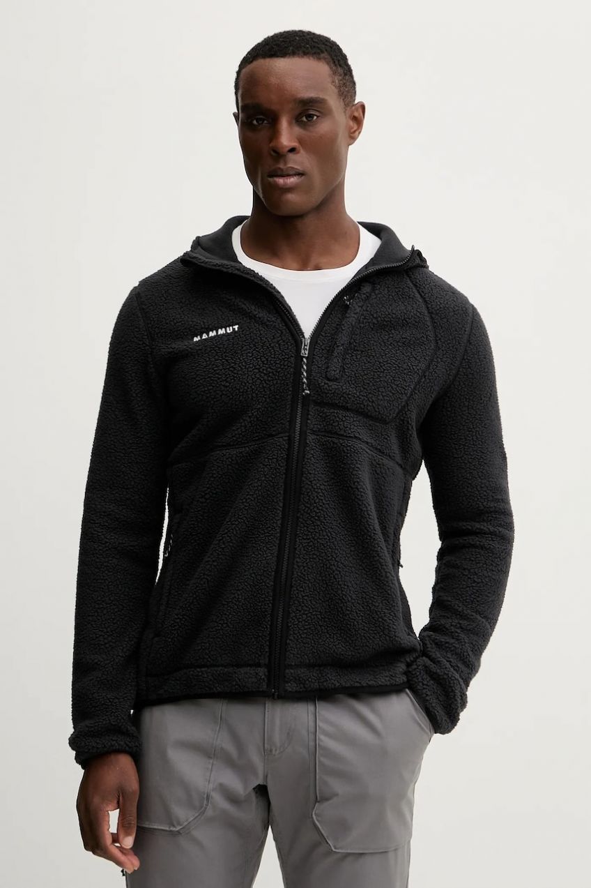 Outdoorová mikina Mammut Falera Pro čierna farba, s kapucňou, jednofarebná, 1014.06440