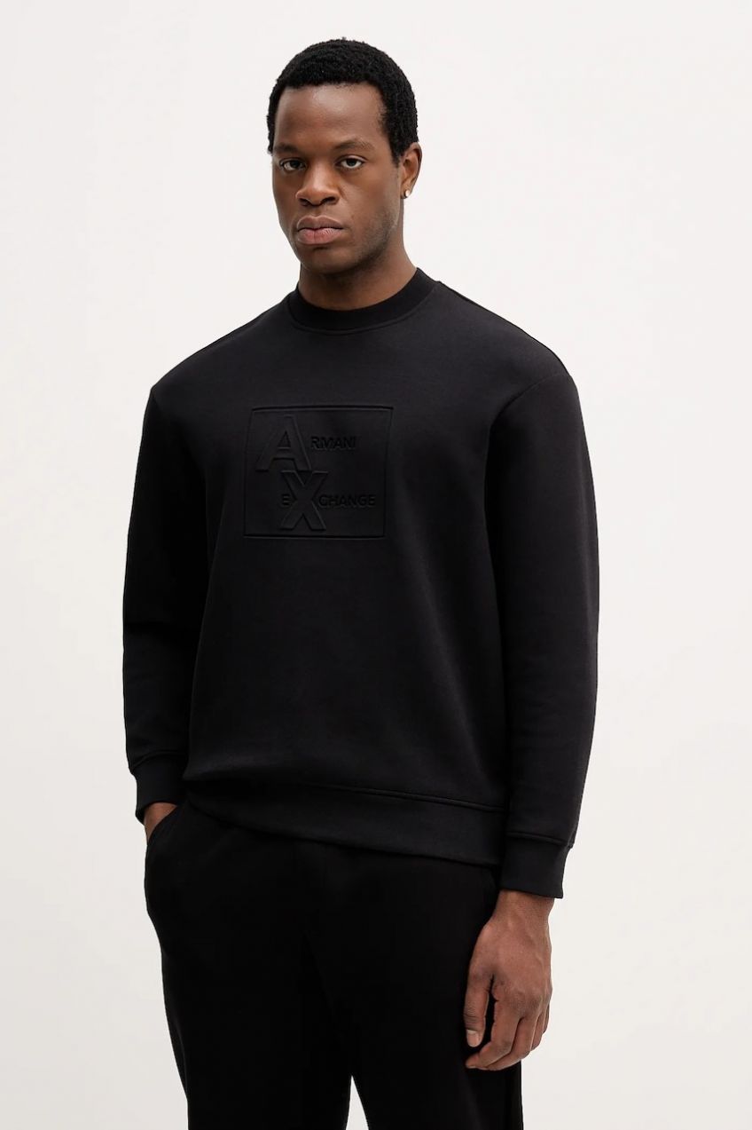 Mikina Armani Exchange čierna farba, jednofarebná, XM001371 AF13047