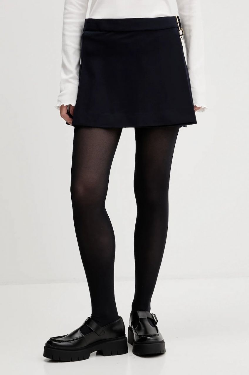 Sukňa Tommy Jeans tmavomodrá farba, mini, áčkový strih, DW0DW22497