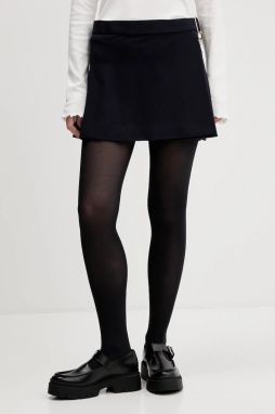 Sukňa Tommy Jeans tmavomodrá farba, mini, áčkový strih, DW0DW22497