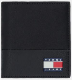 Kožená peňaženka Tommy Jeans čierna farba, AM0AM13866
