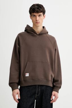 Bavlnená mikina Levi's hnedá farba, s kapucňou, s potlačou, 0034R