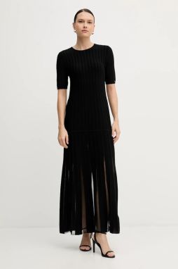 Šaty Tommy Hilfiger čierna farba, maxi, áčkový strih, WW0WW47675