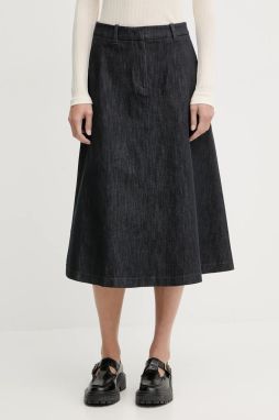 Rifľová sukňa Marc O'Polo modrá farba, midi, áčkový strih, 600004320155