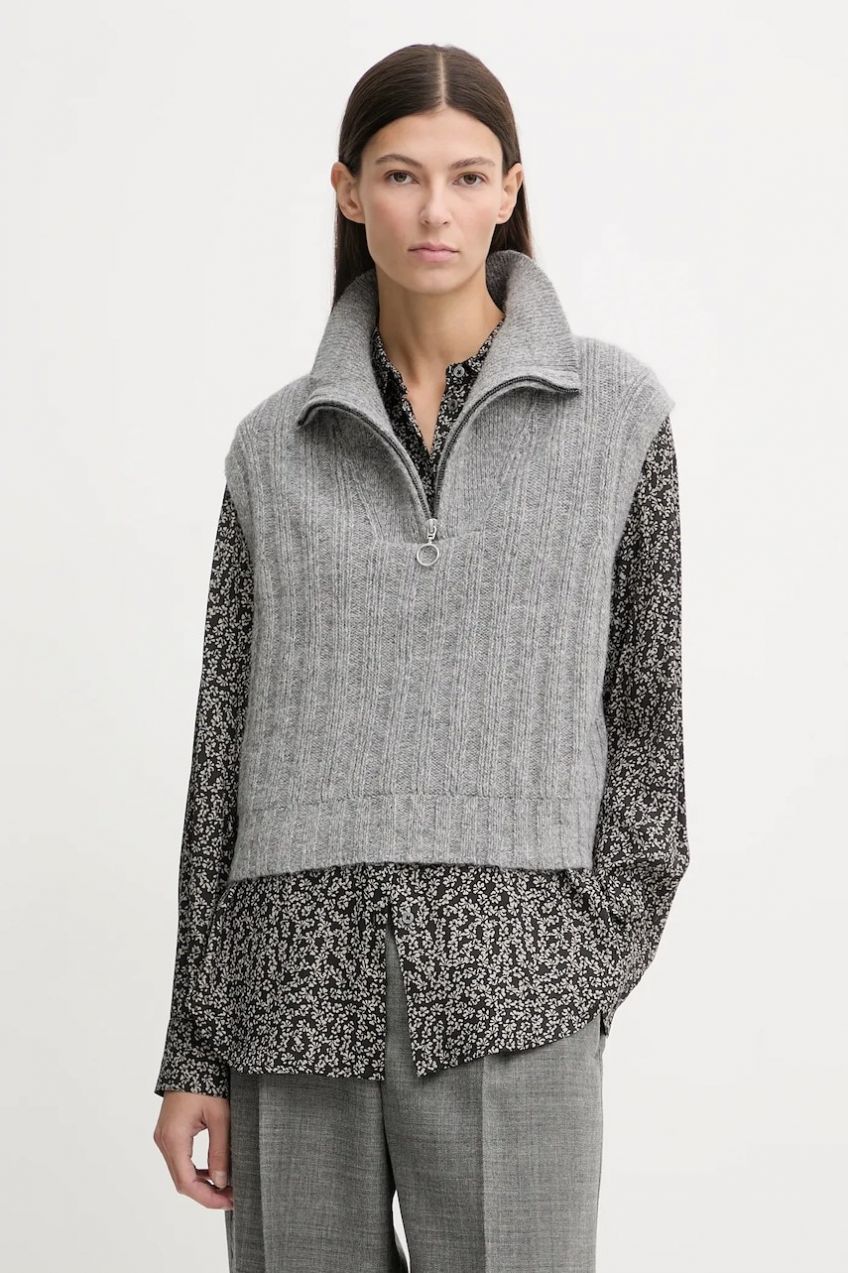 Vesta s prímesou vlny Marc O'Polo šedá farba, 5000007565