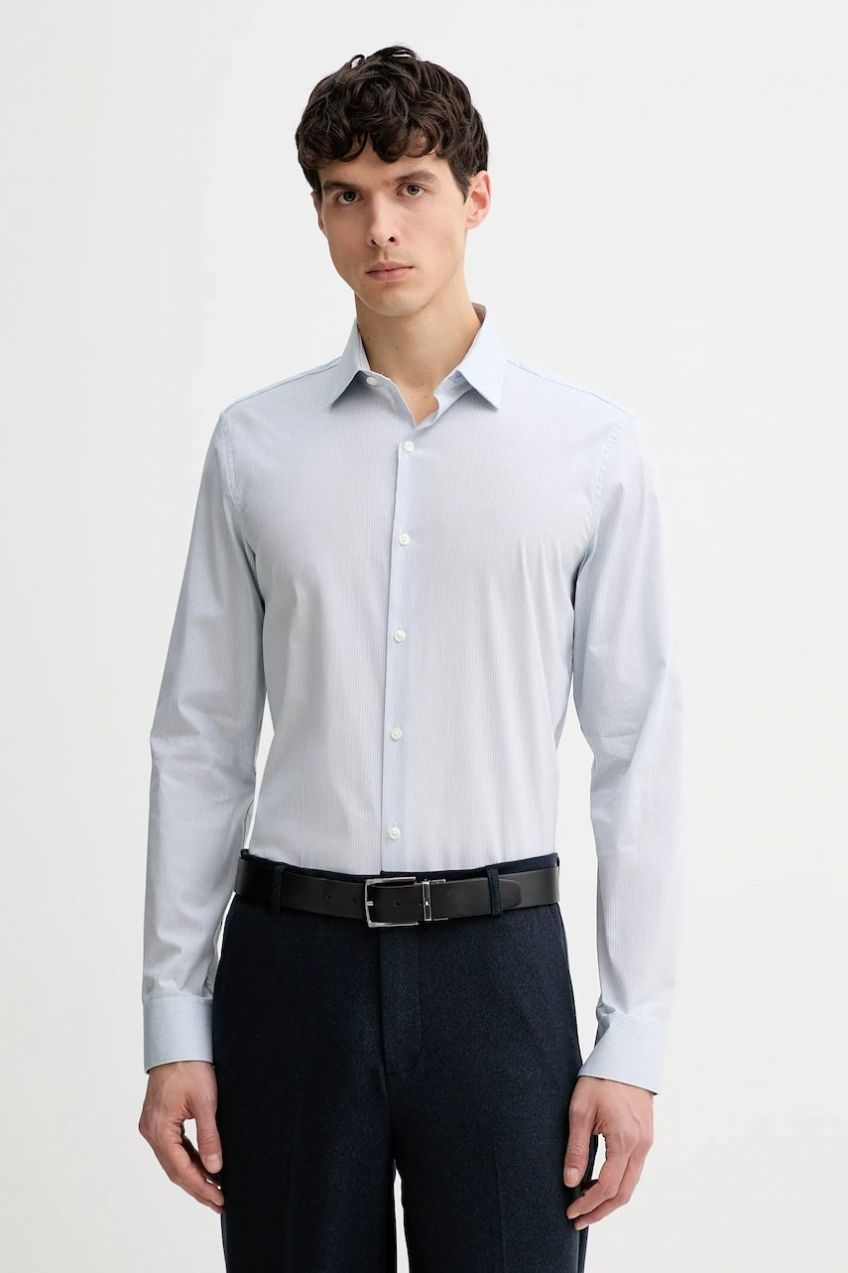 Košeľa Calvin Klein modrá farba, slim, s klasickým golierom, LV019EU080