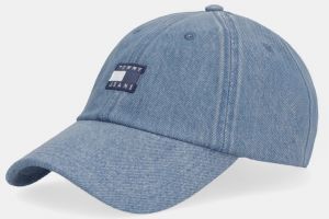 Džínsová šiltovka Tommy Jeans modrá farba, AM0AM13853