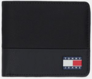 Kožená peňaženka Tommy Jeans čierna farba, AM0AM13865