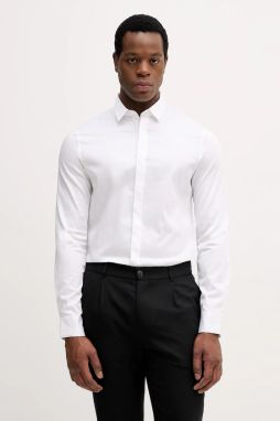 Košeľa Armani Exchange biela farba, slim, s klasickým golierom, XM001867 AF10192