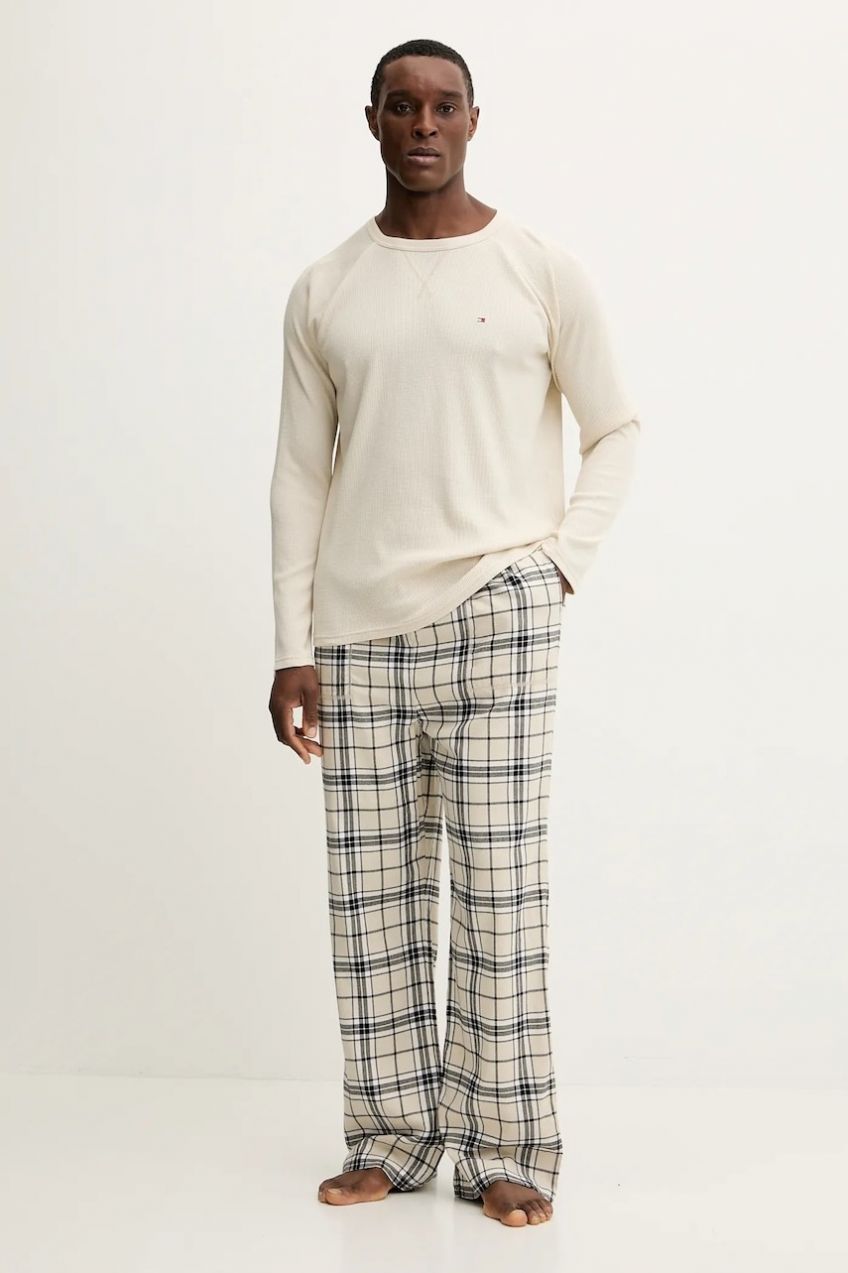 Pyžamo Tommy Hilfiger pánske, béžová farba, vzorované, UM0UM03699