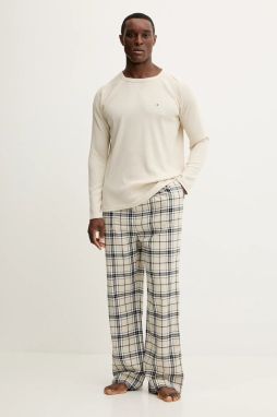 Pyžamo Tommy Hilfiger pánske, béžová farba, vzorované, UM0UM03699