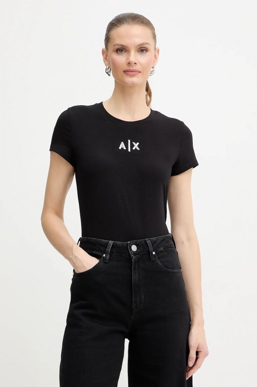 Tričko Armani Exchange dámske, čierna farba, XW001382 AF16294