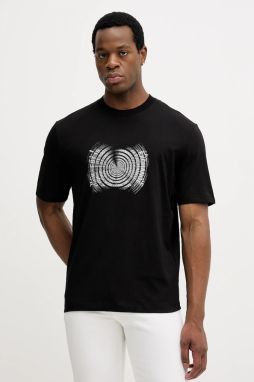 Bavlnené tričko Armani Exchange pánske, čierna farba, s potlačou, XM001469 AF12308