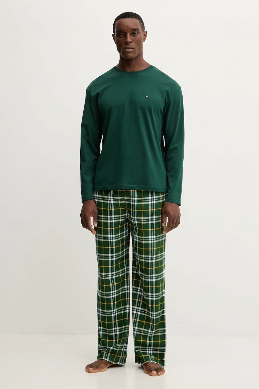 Pyžamo Tommy Hilfiger pánske, zelená farba, vzorované, UM0UM03657