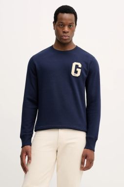 Mikina Gant tmavomodrá farba, s nášivkou, 2067062