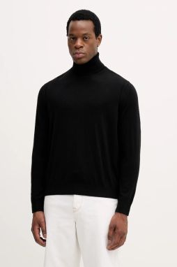 Sveter s prímesou vlny Armani Exchange čierna farba, s rolákom, XM000900 AF11982