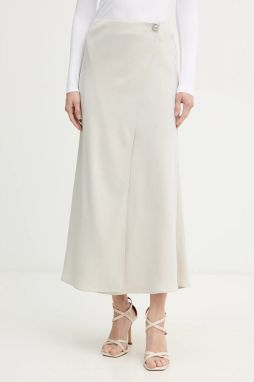 Sukňa Armani Exchange béžová farba, maxi, rovný strih, XW001243 AF16125