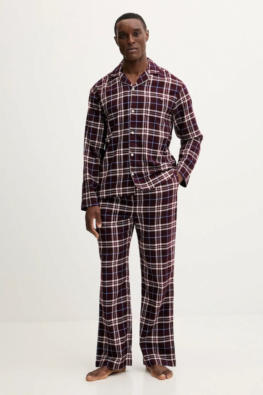 Pyžamo Tommy Hilfiger pánske, bordová farba, vzorované, UM0UM03659