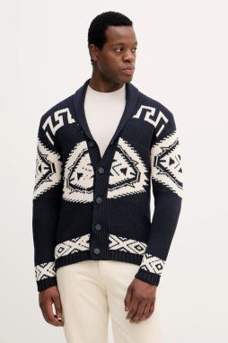 Bavlnený kardigán Lindbergh tmavomodrá farba, 30.827014