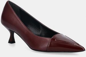 Kožené lodičky Love Moschino bordová farba, JA10535G0NIA455A