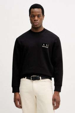 Mikina Armani Exchange čierna farba, s kapucňou, s potlačou, XM001892 AF10818