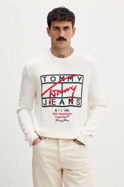 Bavlnený sveter Tommy Jeans béžová farba, DM0DM22401