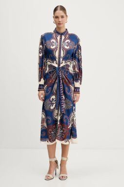 Šaty Farm Rio modrá farba, midi, áčkový strih, 344129