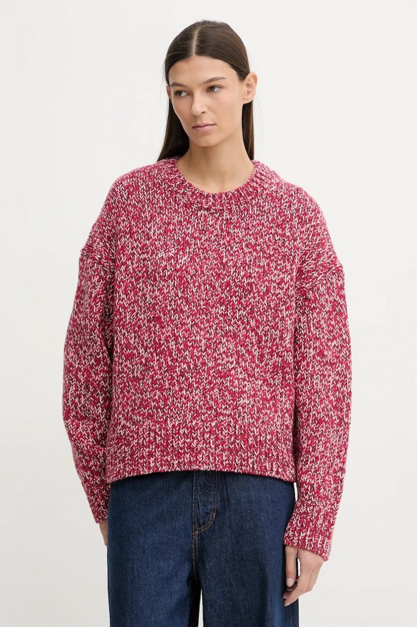 Sveter s prímesou vlny Marc O'Polo červená farba, hrejivý, 5000007891