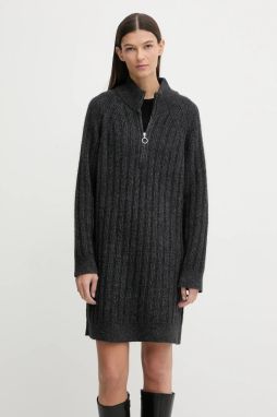 Šaty s prímesou vlny Marc O'Polo šedá farba, mini, rovný strih, 5000007477