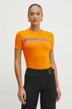 Tričko Versace Jeans Couture dámske, oranžová farba, 78HAHE06 CJ02E