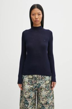 Vlnený sveter Lacoste zelená farba, ľahký, s polorolákom, AF4189