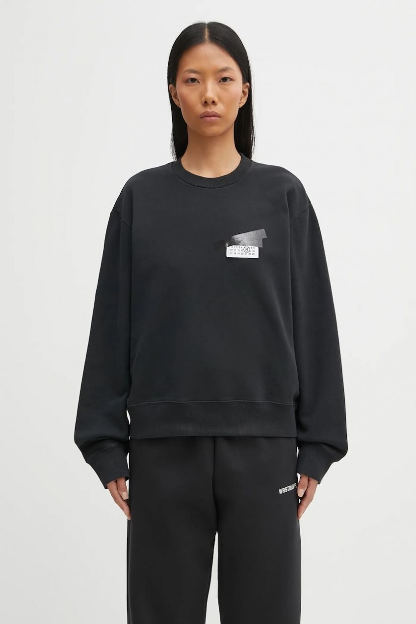 Bavlnená mikina MM6 Maison Margiela čierna farba, s potlačou, S62GU0143.M25024.899