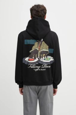 Bavlnená mikina Filling Pieces Hoodie DJ čierna farba, s kapucňou, s potlačou, 422532501241