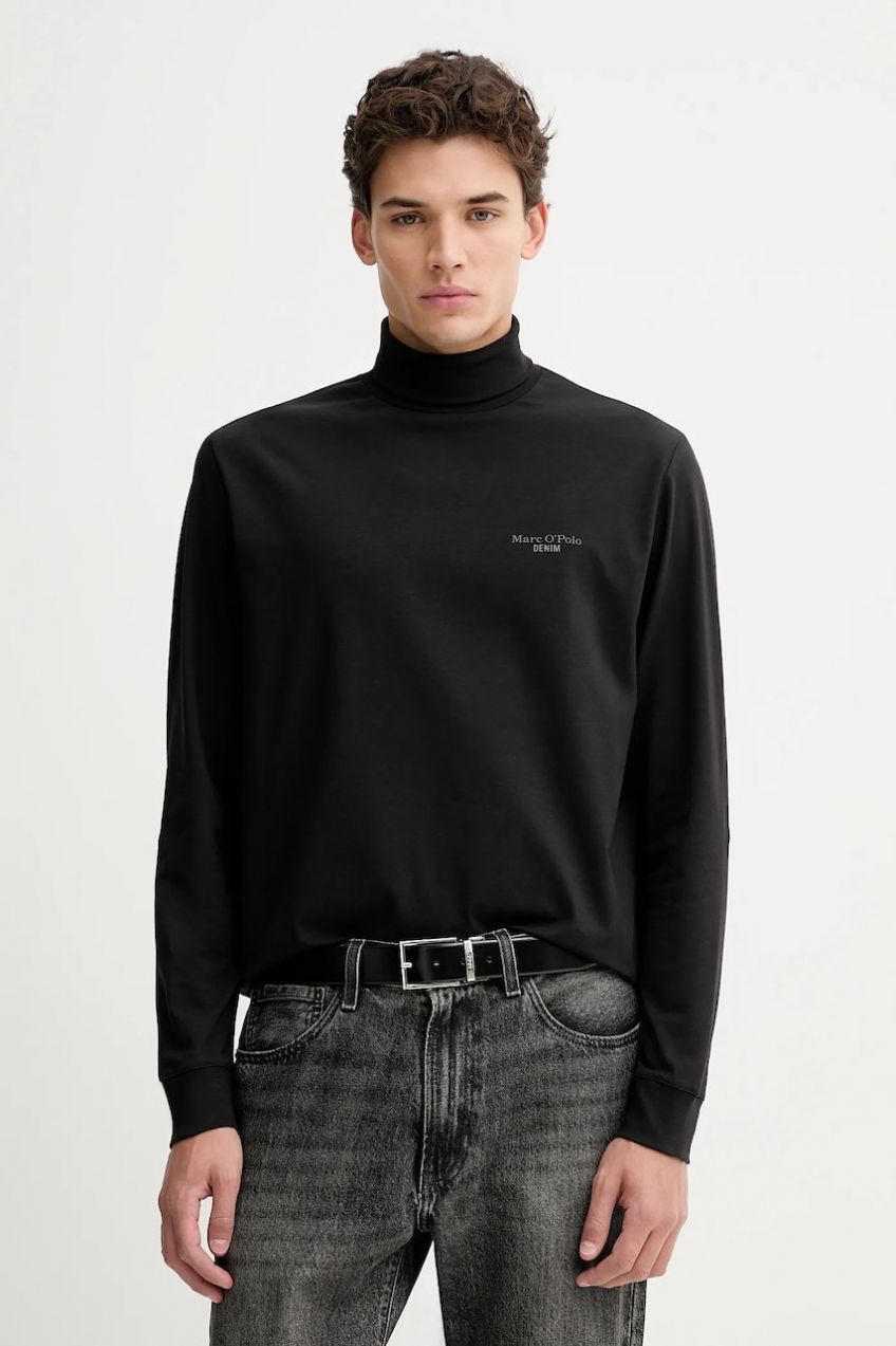 Tričko s dlhým rukávom Marc O'Polo čierna farba, s potlačou, 5000007921