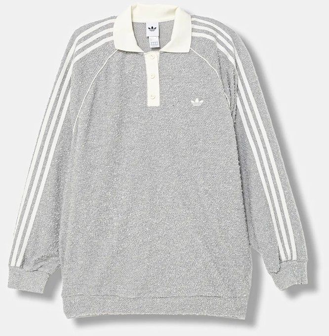 Mikina adidas Originals šedá farba, s nášivkou, KS7791