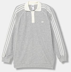 Mikina adidas Originals šedá farba, s nášivkou, KS7791