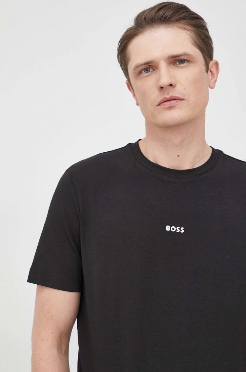 Tričko BOSS BOSS ORANGE TChup pánske, čierna farba, s potlačou, 50473278