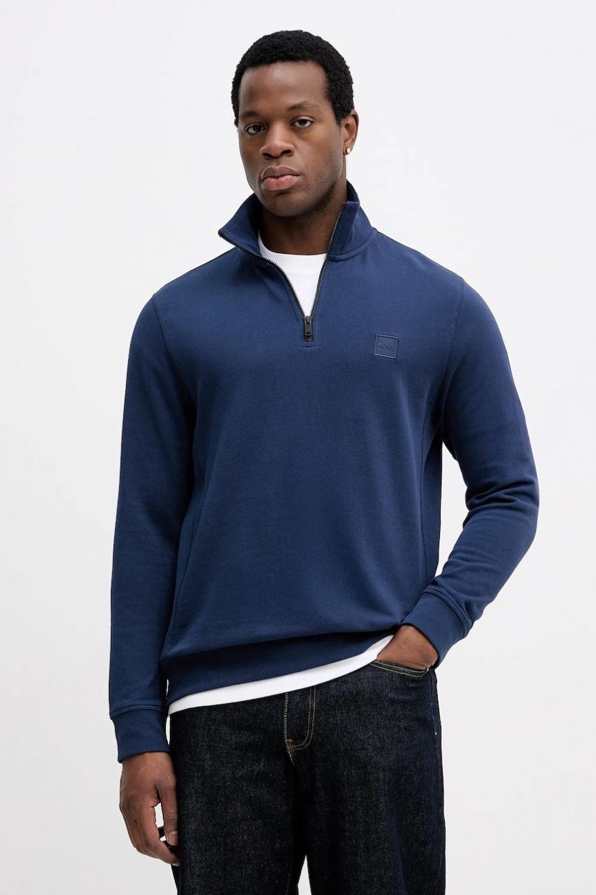 Bavlnená mikina BOSS BOSS CASUAL Zetrust tmavomodrá farba, jednofarebná, 50468926